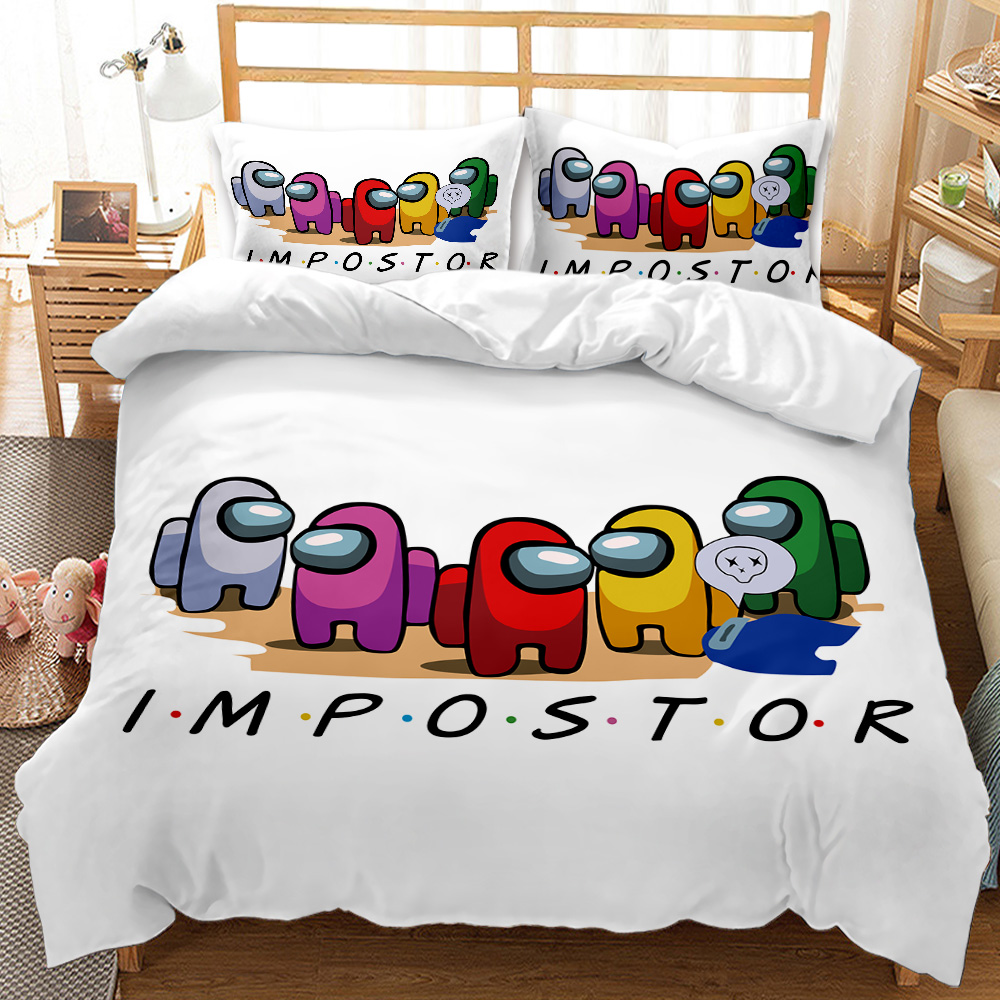 Fashion 3D Digital Printed Among Us Cartoon 2/3pc Quilt Cover Pillowcase Comforter Bedding Sets Double Cover Quilt Bedding