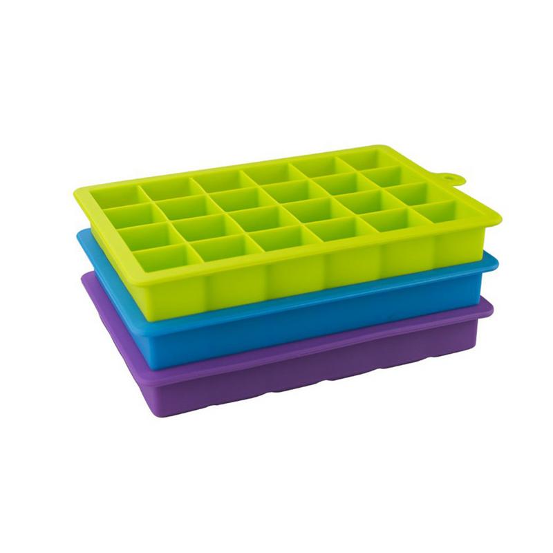 24 Grid Silicone Ice Cube Tray Ice Cube Mold Ice Maker Box With Lid Candy Cake Pudding Chocolate Molds Containers Cube Grid Mold