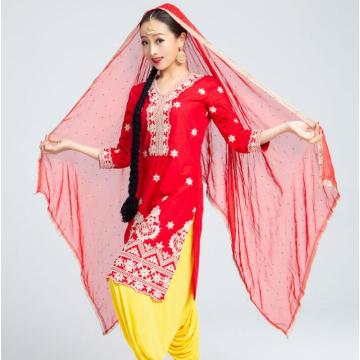 India Sarees Traditional Woman Kurtas Yoga Costume Cotton Embroidery Top Scarf