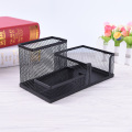 1 Pcs Pen Holders Affordable Students Office Desk 3 Compartments Metal Pen Container Black School Stationery Desk Organizer