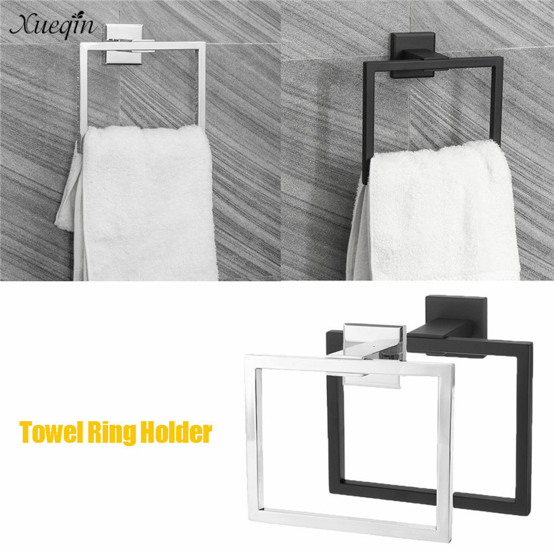 Xueqin 304 Stainless Steel Square Towel Ring Holder Bathroom Wall Mounted Towel Rack For Towel Hanger ACC121