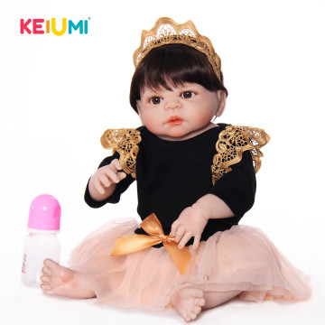 KEIUMNewest Reborn Baby Dolls 23 Inch Full Silicone Vinyl Handmade Newborn Princess Girls Doll Toy For Sale Kids Birthday Gifts