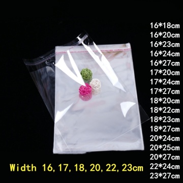 100pcs 16/17/18/20/22/23cm Plastic Transparent Bags Opp Bag Clothing Packing Storage Toy Gift Bag Multiple Size Self Adhesive