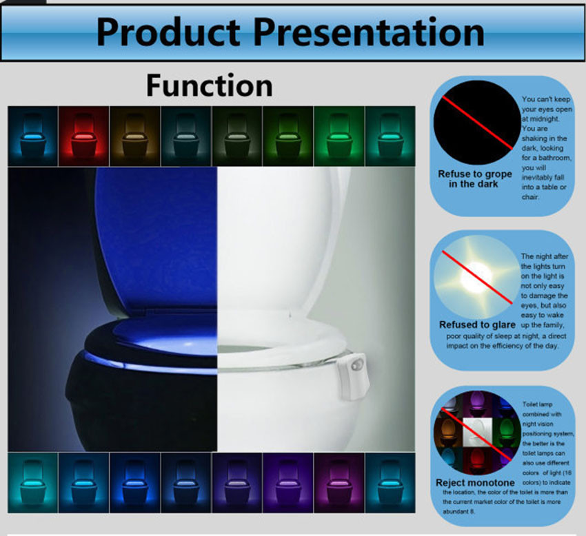 Body Sensing Automatic Led Motion Sensor Night Lamp Toilet Bowl Bathroom Light Motion-activated Night Lights