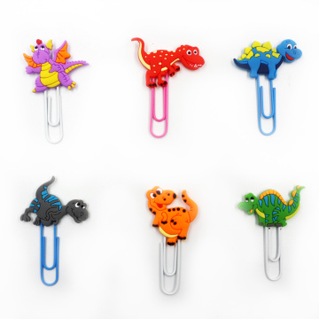 6 Pcs/set Kawaii Mini Animal Dinosaur Shape PVC Metal Clips Paper Bookmark Photo Message Memo Clips Stationery Supply Gifts