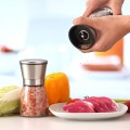 2pcs Stainless Steel Pepper & Salt Grinders Muller Adjustable Ceramic Manual Herb Mills Spice Seasoning Choppers Glass Body