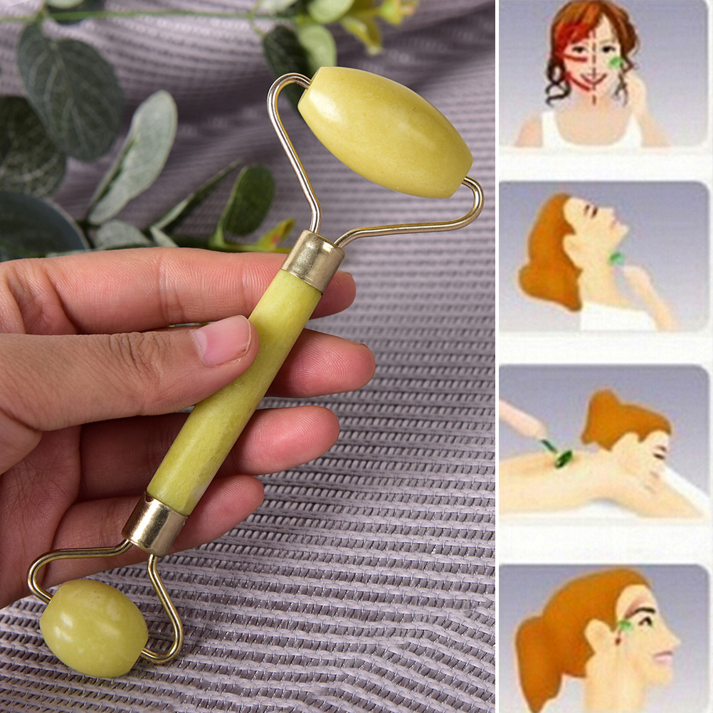 New Natural Jade Facial Massage Roller Anti Wrinkle Thin Face Beauty Bar Stick Face Slimming Wheel Body Massage