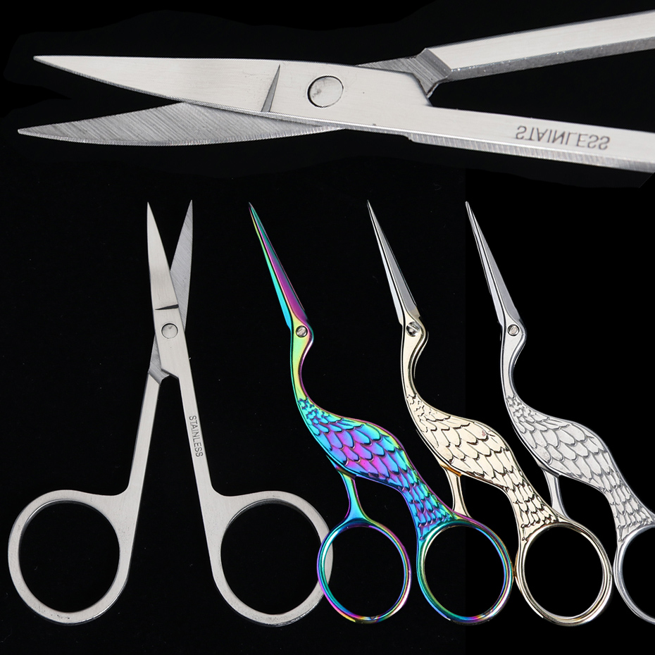 1pcs Stainless Steel Manicure Scissors Curved Straight Head Eyebrow Scissor Cuticle Nippers Dead Skin Remover Makeup Tool JI1519