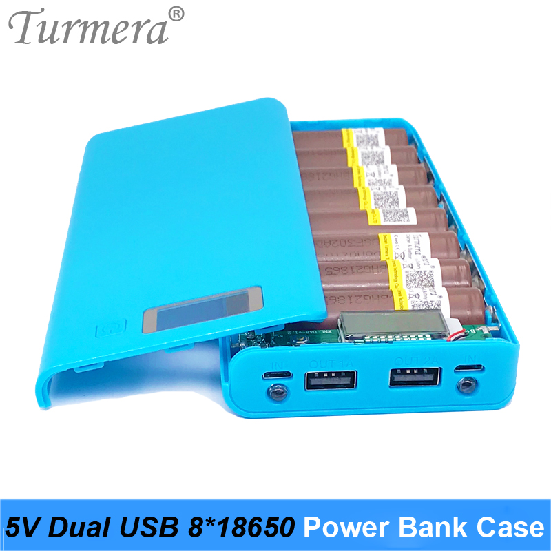 5V Dual USB 8*18650 Power Bank Battery Box Mobile Phone Charger DIY Shell Case Suggest NCR18650B HG2 18650 Battery storage case