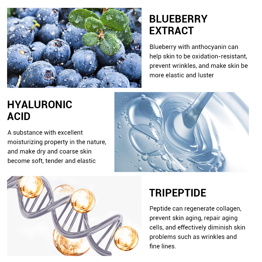 LANBENA Blueberry Hyaluronic Acid Serum Essence Oil Moisturizing Reduces Fine lines Whitening Anti-Aging Anti Wrinkle Skin Care