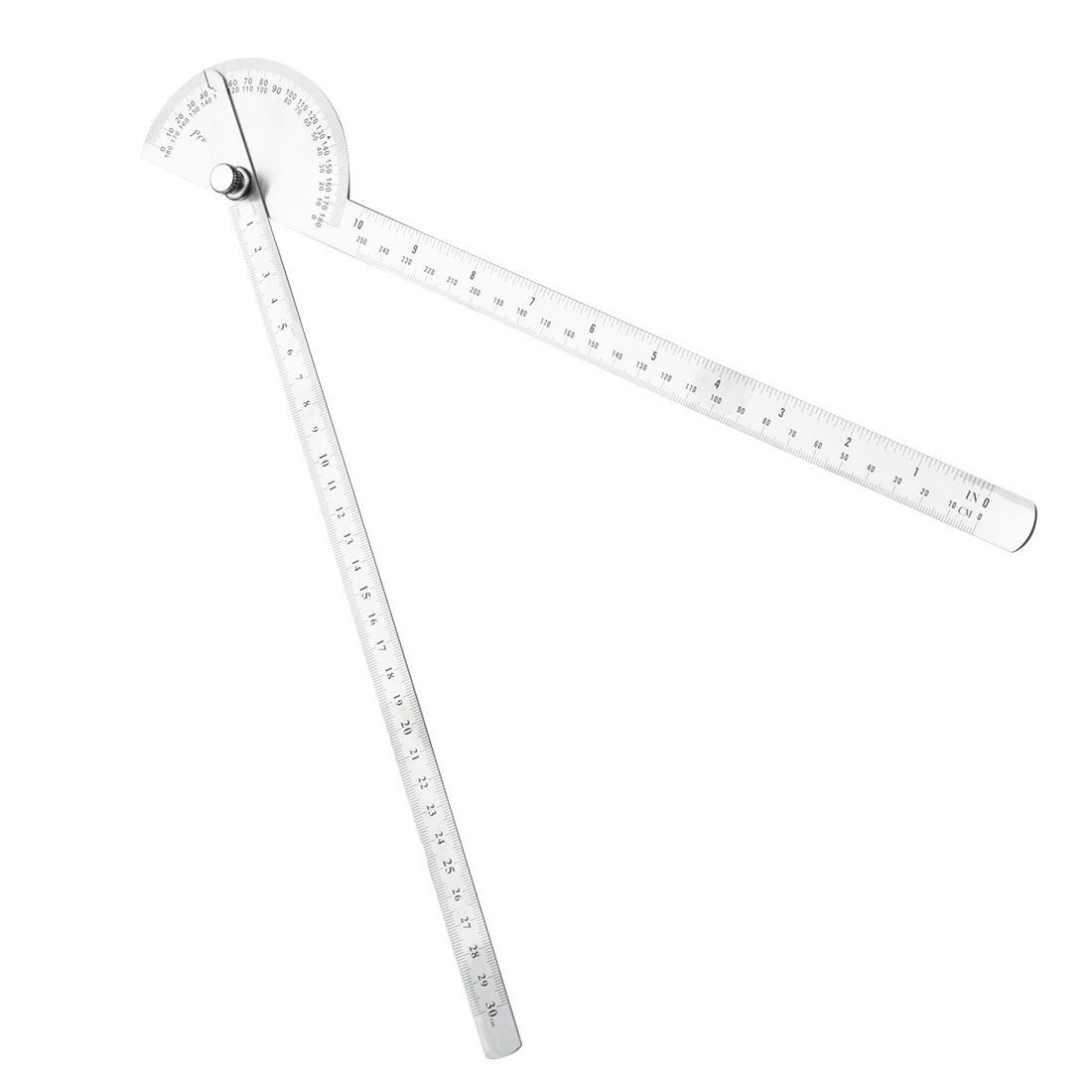 2*30cm Stainless Ruler Steel Protractor Round Head Angle 180 Degrees Rotation for Handymen or Builders P25
