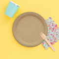 150pcs 50Guests Kraft Paper Tableware Sets Disposable Plates Cups Birthday Party Decration Supplies Eco-Friendly
