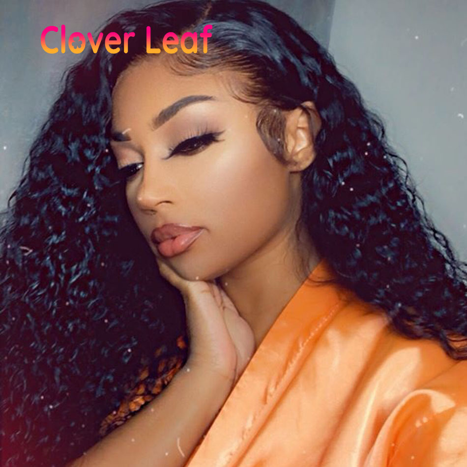 Clover Leaf Kinky Curly Lace Front Wig Remy 360 Lace Frontal Wig 150% Brazilian 13X4 Lace Front Human Hair Wig 4x4 Closure Wig