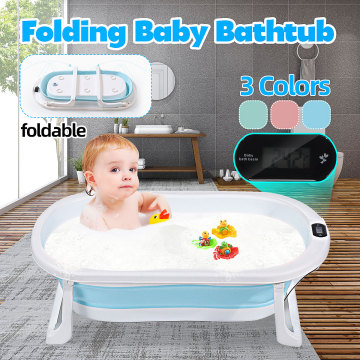 Portable Bathtub Temperature Sensor Baby Tub Folding Bath Barrel Child Bathtub Swimming Barrel Home Large Newborn Can Sit