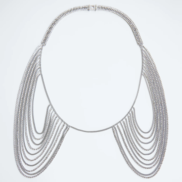 Dvacaman Silver Color Rhinestone Tassel Statement Chains Pendant Dress Jewelry Crystal Beads Body Chain for Wedding Jewelry 2020