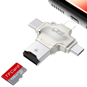 All In One Type C Micro USB MicroSD TF Card Reader Adapter for IPad for Iphone 11 Pro 12 X XS Max 6 7 8 PLUS Android OTG Phone