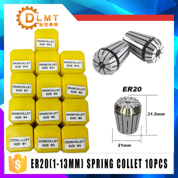 1pcs ER20 1-13MM 1/4 6.35 1/8 3.175 1/2 12.7 Spring Collet High Precision Collet Set For CNC Engraving Machine Lathe Mill Tool