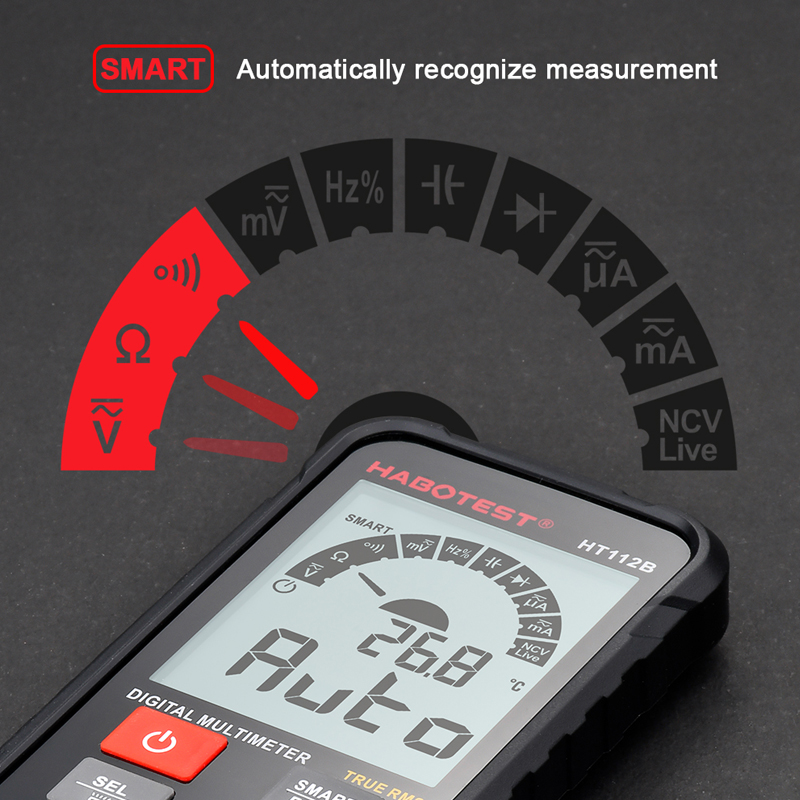 HABOTEST HT112B Mini Smart Multimeter Automotive Tester Auto Range Professional Digital Multimeter Non-Contact Voltage Meter