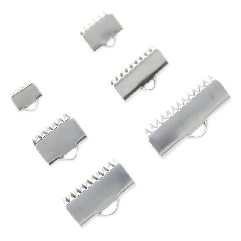 50pcs Stainless Steel Fastener Clasps Flat Rope Crimping Connector For Diy Jewelry Making Cord End Cap Clip Accessories Supplier