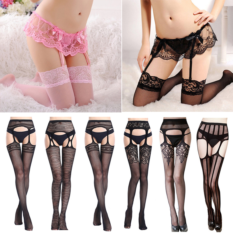 Sexy Fishnet Sheer Lace Top Thigh High Stocking Suspender Sexy Lady Stockings Lingerie Tight Night club Party Hosiery Women