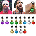 12pcs Christmas Beard Hanging Bells Xmas Ball Santa Claus Cosplay Kid Adult Costume Facial Hair Baubles Clips Hanging Ornaments