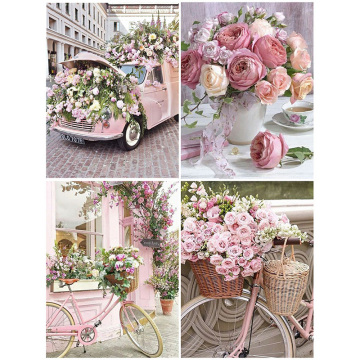 Diamond Painting Full Square Flowers Picture Diamond Embroidery Cross Stitch Kit Diamond Mosaic Landscape Bicycle Sticker