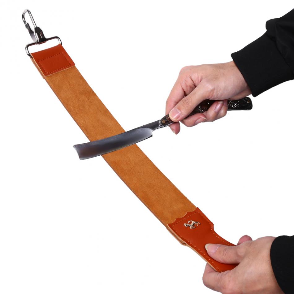 EECOO Genuine Leather Strop Strap Barber Straight Razor Folding Knife Knives Sharpening Shave Sharpener Sharpening Belt