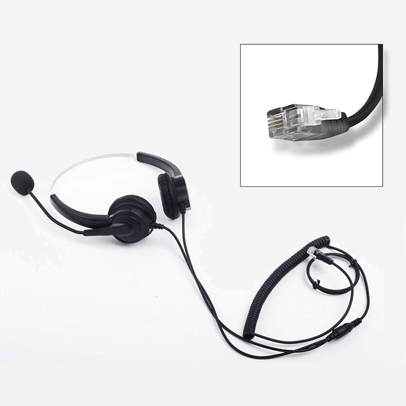 4-Pin RJ9 Hands-Free Call Center Noise Cancelling Corded Binaural Headset Headphone with Mic for Desk Telephone