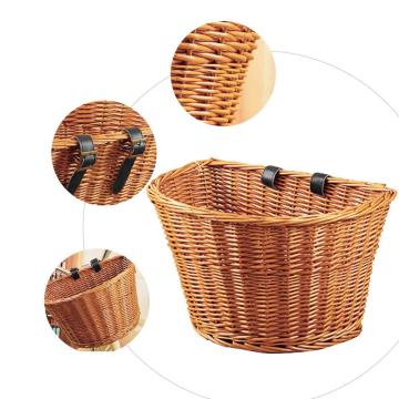 Bicycle Basket Bike Rattan Basket Waterproof Front Basket Storage Fixed Strap Soft and Durable Basket Bike Accessories