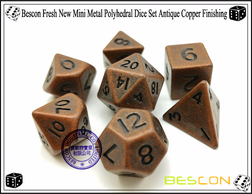 Bescon Fresh New Mini Metal Polyhedral Dice Set Antique Copper Finishing-5