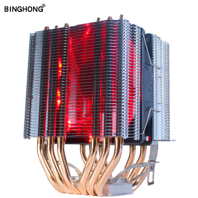 Cpu coole Cpu fan red led 90mm 800-2000RPM 6 Heat pipe conduction Support AMD and Intel sockets With Installation accessories