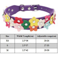 Colorful Flower Decoration Dog Collar PU Leather Neck Strap For Pets Necklace Accessories Pet Collar Leash New Collar For Dogs