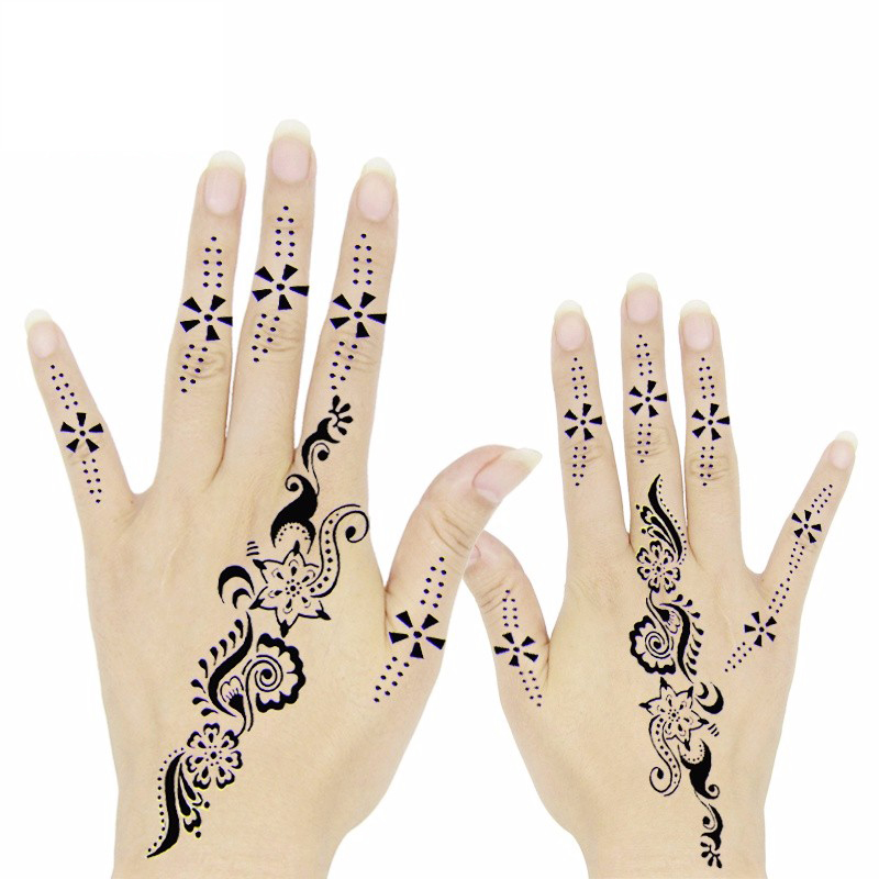 6 Sheet India Henna Tattoo Stencils Set for Hand Body Art Painting Airbrush Fake Tattoo Flower Glitter Templates 24 X 17cm