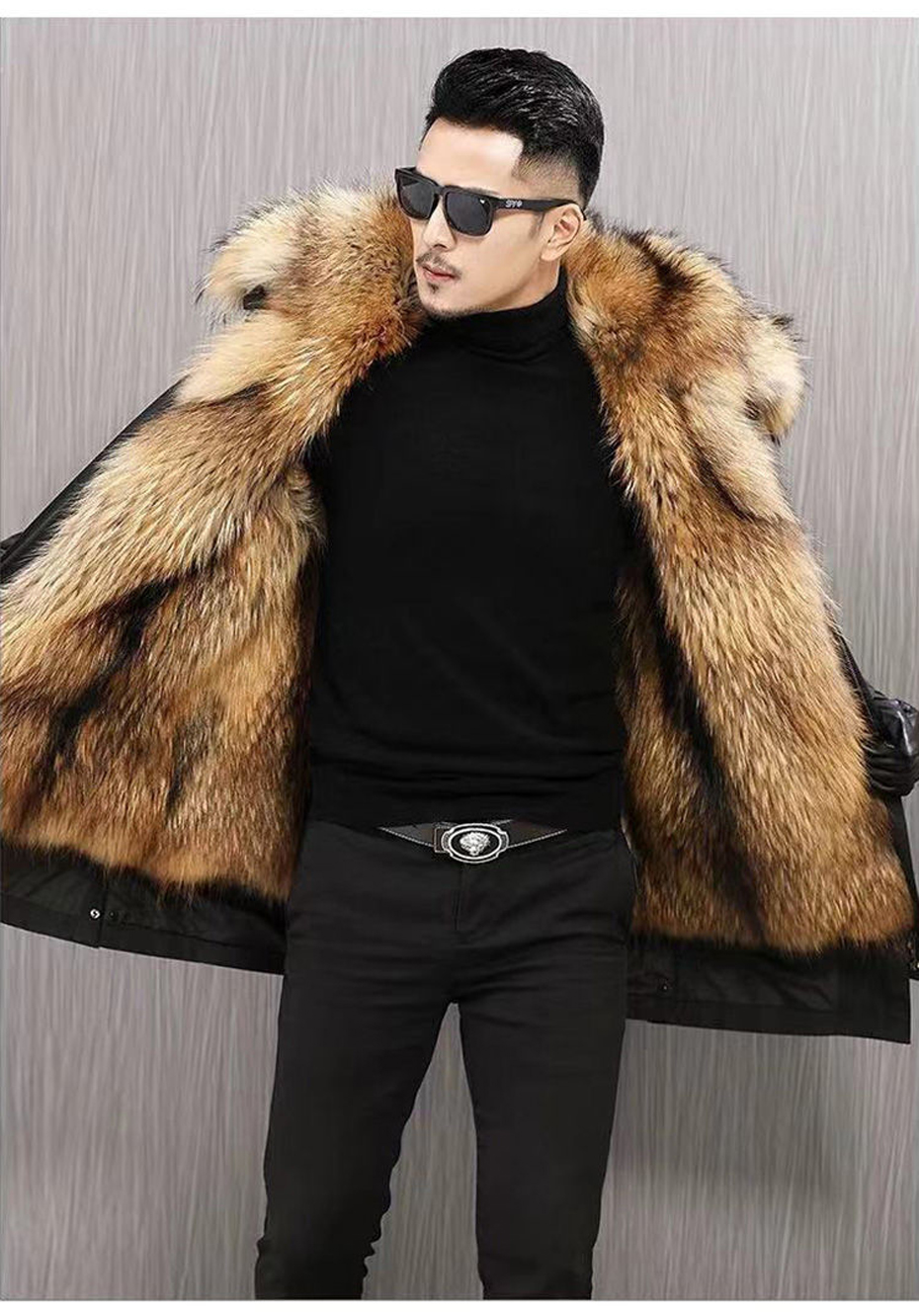 Winter Parka Men's thick cotton coat men Big Fake fur raccoon Hooded coat to keep warm for Russian winter