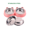 Double Pet Cat Bowls Durable Stainless Steel Non-skid feeder for small medium dogs cats Food Water Feeding pets Bowl Accessories