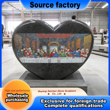 Colored Stone Shadow Carving Heart Headstone