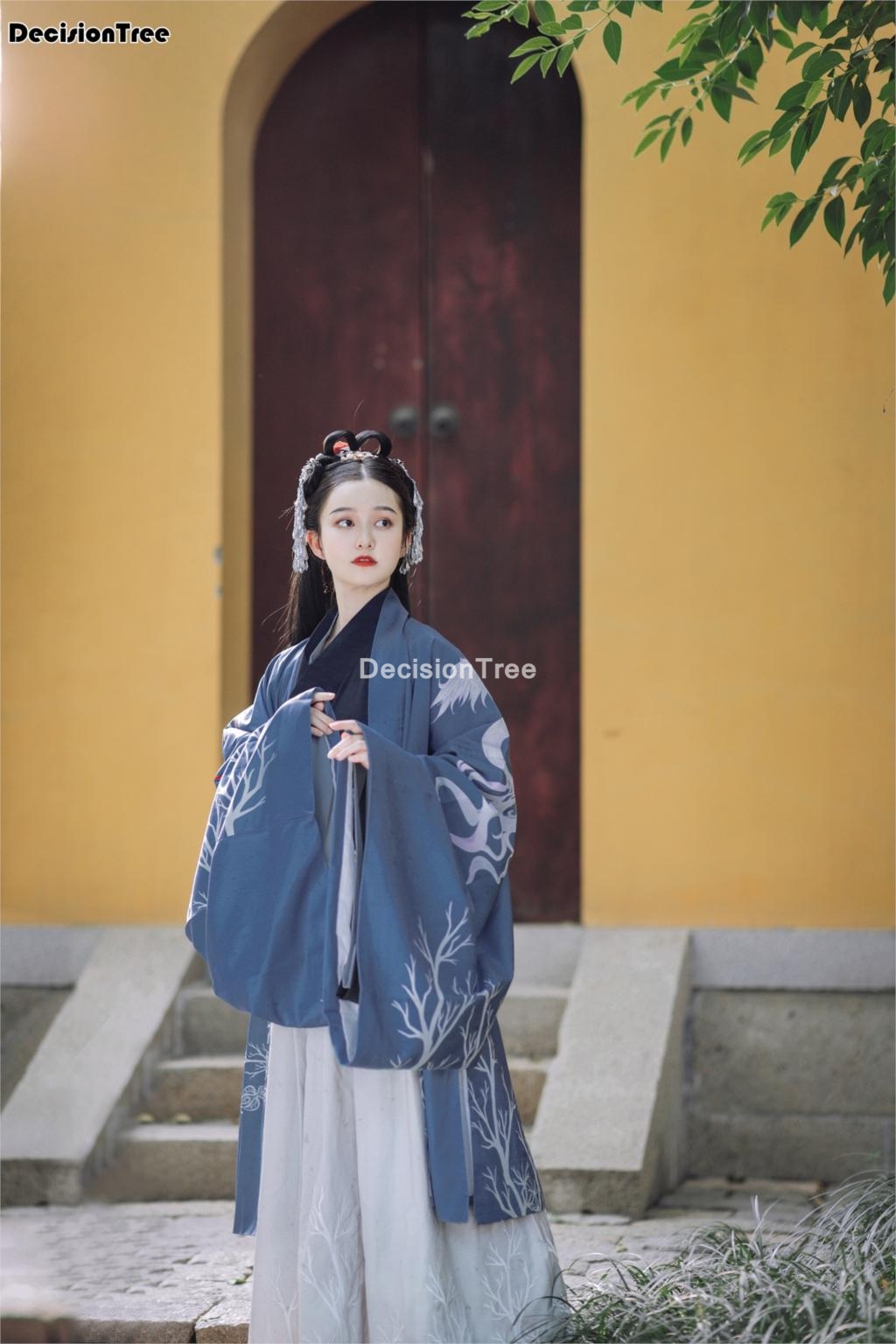 2021 hanfu coat chinese style ancient costume traditional folk dance stage performance clothing retro princess fairy hanfu cloak