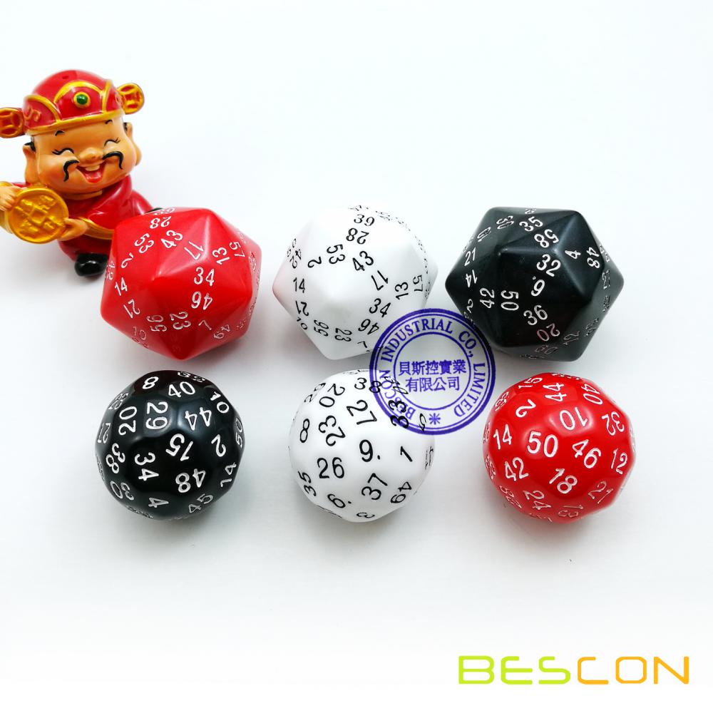 Bescon New Polyhedral Dice 60-sided Dice, D60 die, D60 dice, 60 Sides Dice, 60 Sided Cube of White Color