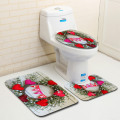 Zeegle Romantic Valentine 3Pcs Toilet Rug Set Non-slip Bathroom Floor Mats Flannel Bathroom Carpet Toilet Lid Cover Bath Mat Set