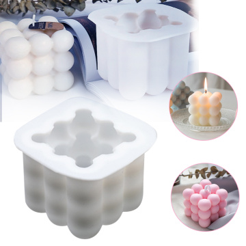 3D Concave Sphere Magic Cube Bubble Mold Nonstick Mousse Cake Baking Mold Square Candle Wax Silicone Mold DIY Handmade Soap Mold