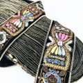 3Meters 4.6cm Ethnic Gold Thread Sequins Webbing Ribbons Clothing Decorative Embroidered Lace Trims DIY Sewing Accessories
