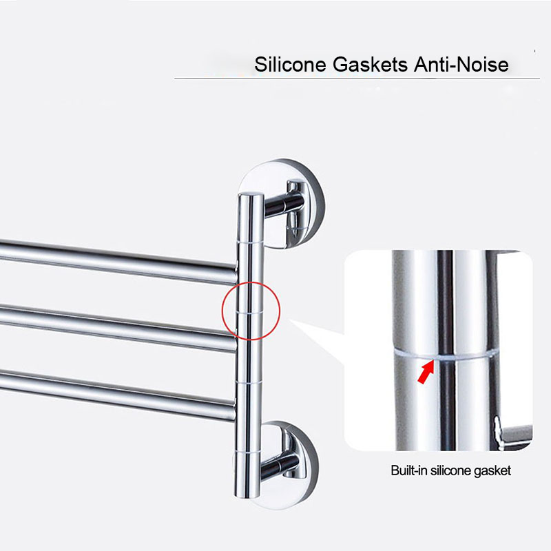 2/3/4 Towel Bars Stainless Steel Rotating Towel Rack Bath Rail Hanger Towel Holder 4 Swivel Bars Bathroom Wall Mounted Organizer