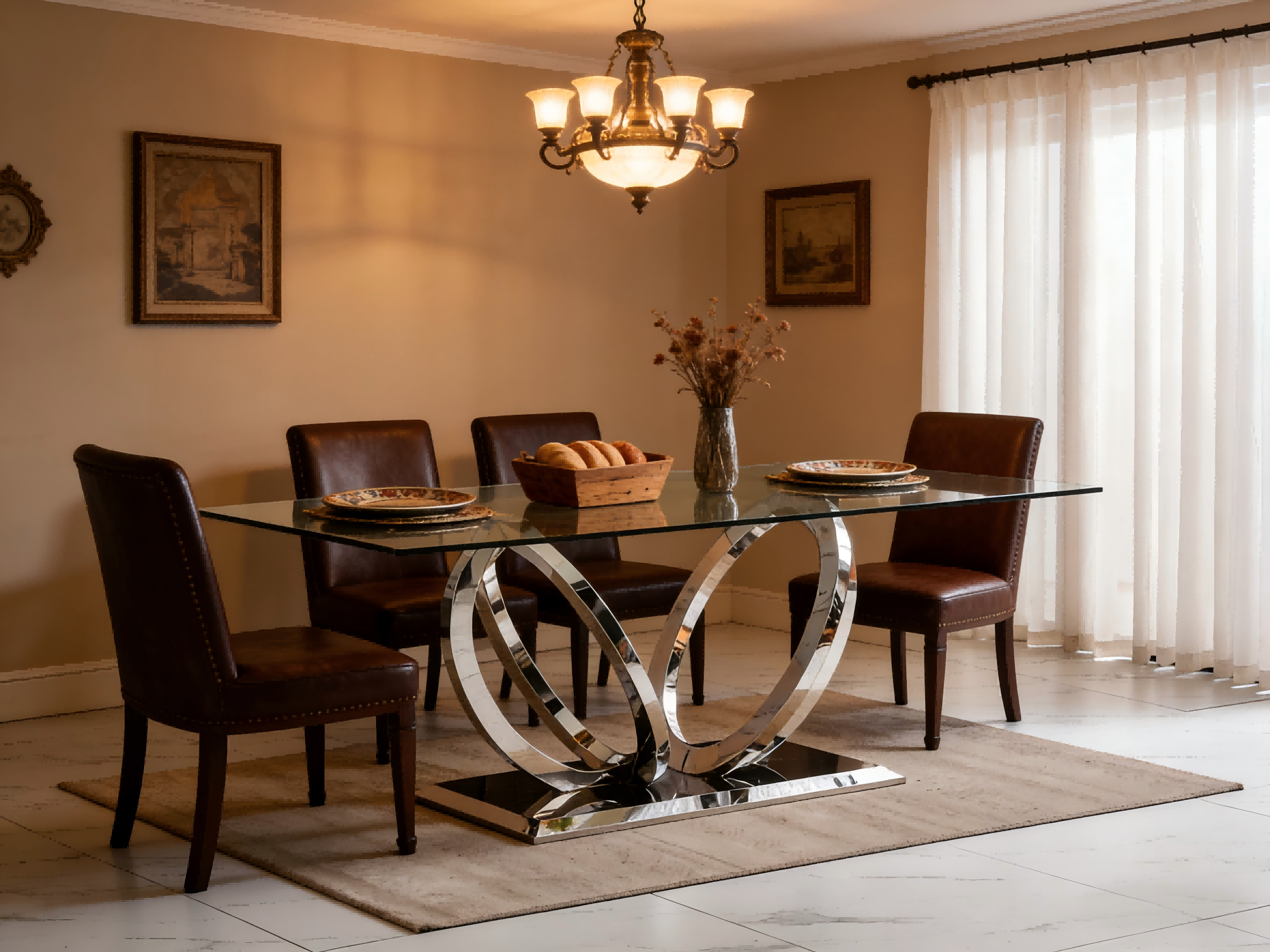 TL-SD006 glass dining table 4