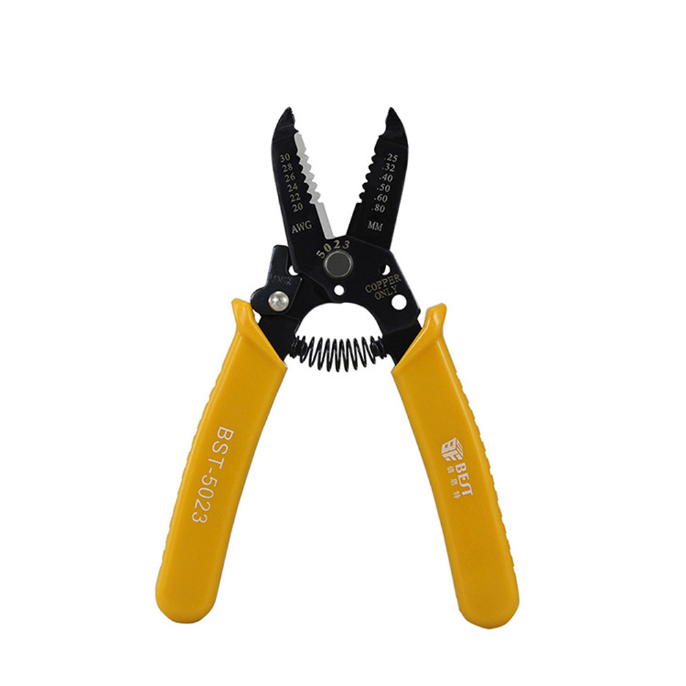 BST-5023 Multi-Functional Precision Fiber Cable Wire Stripper 20-30 AWG Copper Cable Hardened Steel Wire Stripper Plier Tools