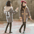 Teens Girls Winter Jacket Fleece Thicken Warm Plaid Coat for Kids Outerwear Long Overcoat Girls Clothing Children Jacket 12 Year