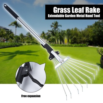 Telescopic Rake Garden Grass Leaf Rake Garden Cleaning Tool stainless steel Cleaning Yard Leaf Grass Hand Rake Shrub Claw