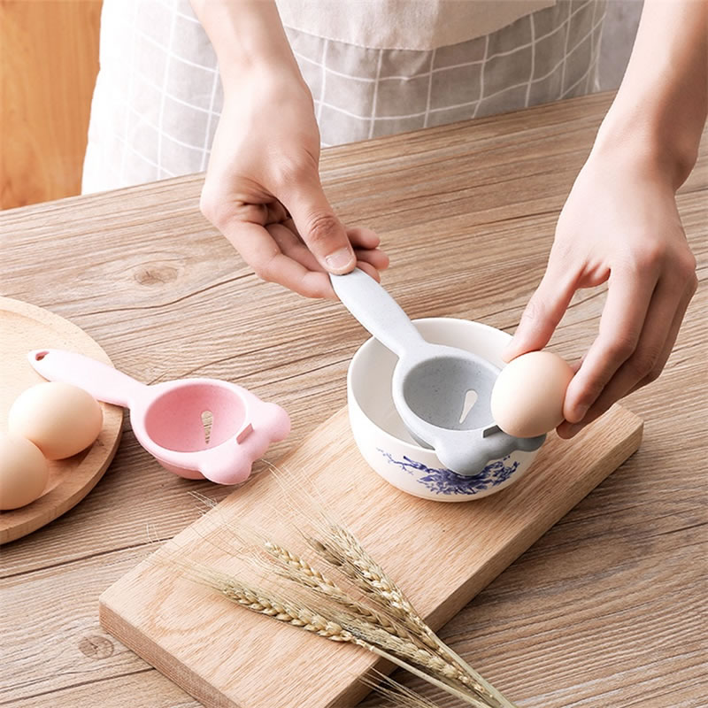 QueenTime Egg Yolk White Separator Wheat Straw Eggs Filter Cartoon Egg White Extractor Cooking Accessories Cute Kitchen Gadgets