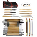 27 / 30 pieces DIY Art Clay Pottery Tool set Crafts Clay Sculpting Tool kit Pottery & Ceramics Wooden Handle Modeling Clay Tools