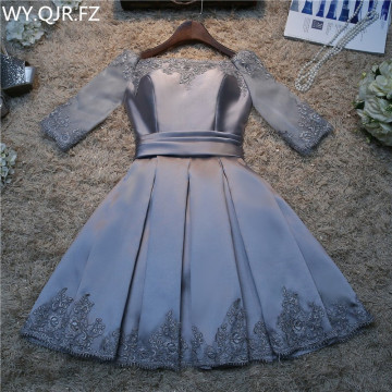 Real photos wholesale fashion prom 2020 spring summer new bride married toast clothing bridesmaid dress short silver gray#HA2