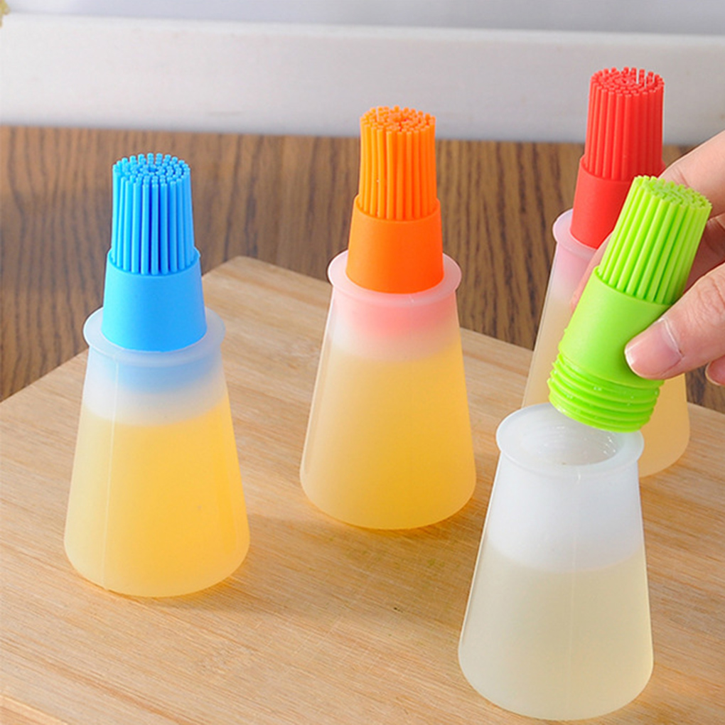 Portable Silicone Oil Bottle with Brush Grill Oil Brushes Liquid Oil Pastry Kitchen Baking BBQ Tool Kitchen Tools for BBQ